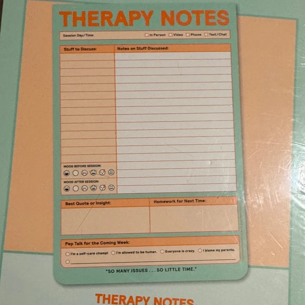 Knock Knock Therapy Notes Pad - Green and Orange